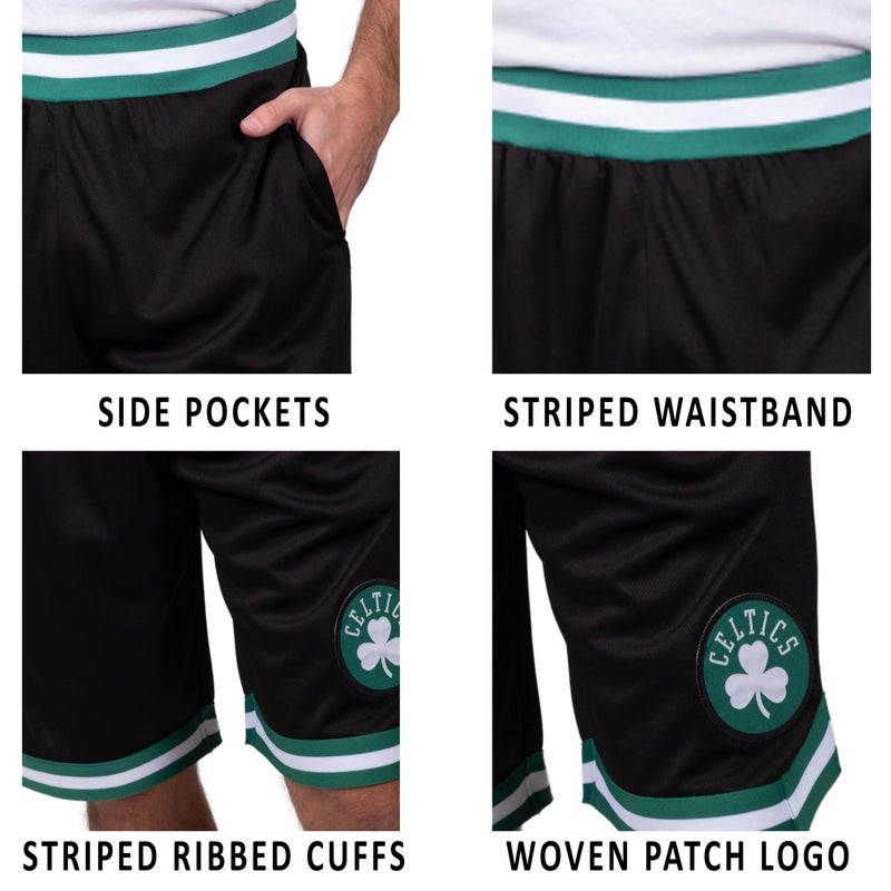 Ultra Game NBA Official Menâ€™s Active Knit Basketball Training Shorts - Unisex, Milwaukee Bucks, Black, Small - Image 4